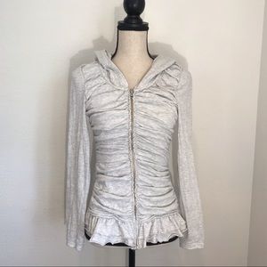 Pure Good Scrunched Ruffle Zip Up Sweater S